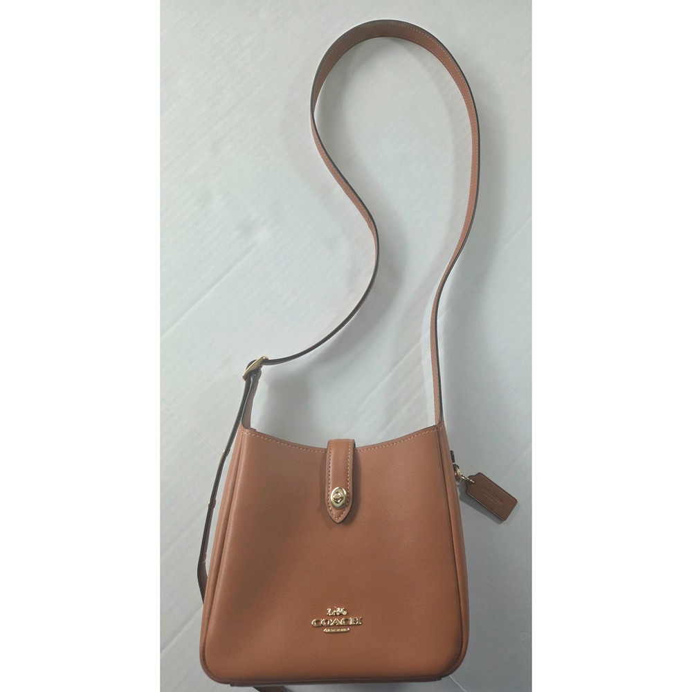 Coach Hadley Bag Women Small Saddle Brown Leather Crossbody Turnlock